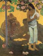 Paul Gauguin Woman with Flowers in Her Hands oil painting picture wholesale